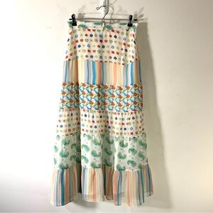 Boston Proper Silk Tiered Boho Floral maxi skirt